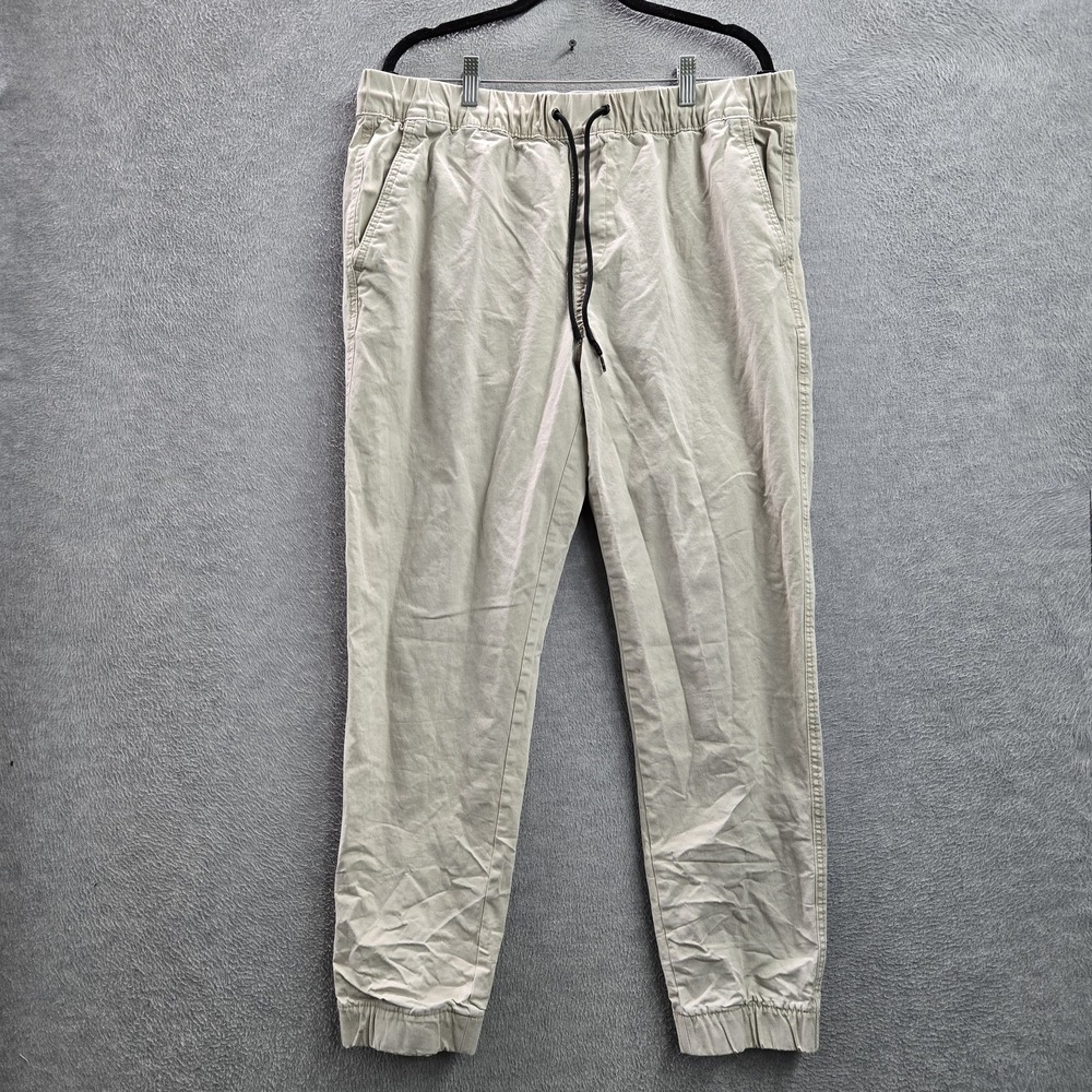 Old Navy Men Pants L Beige Jogger Twill Zipper Modern 27" Inseam
